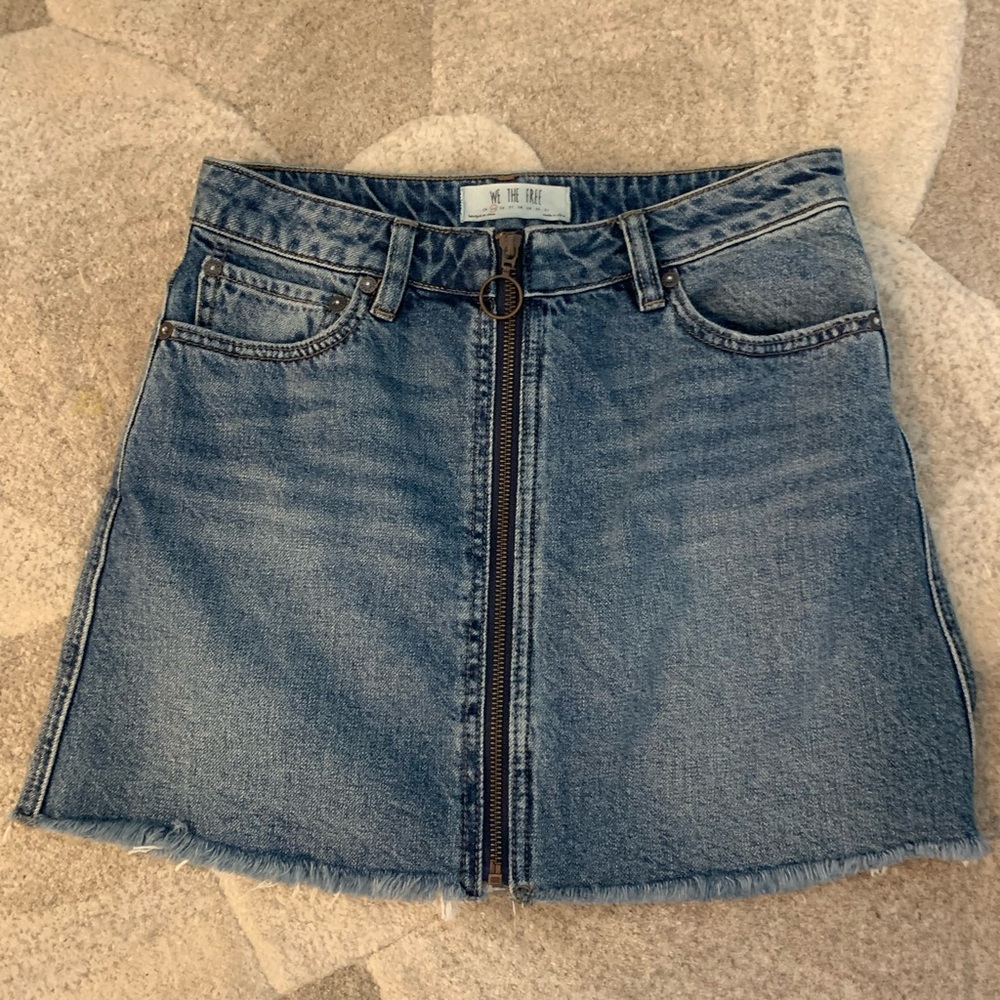 Free people denim zip up skirt